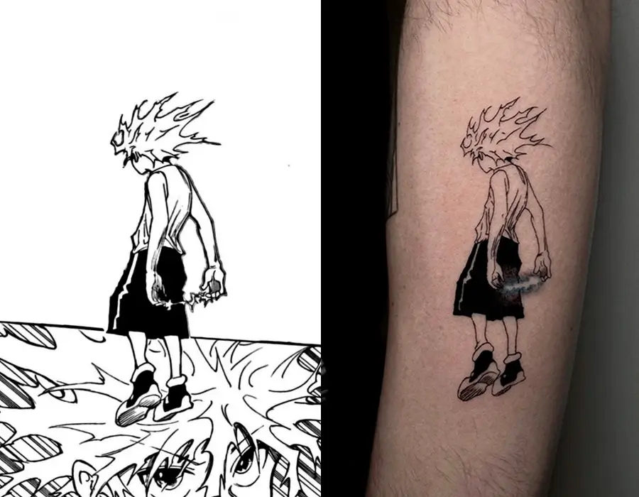 Tatuaje de anime en línea fina realizado por Carmen González