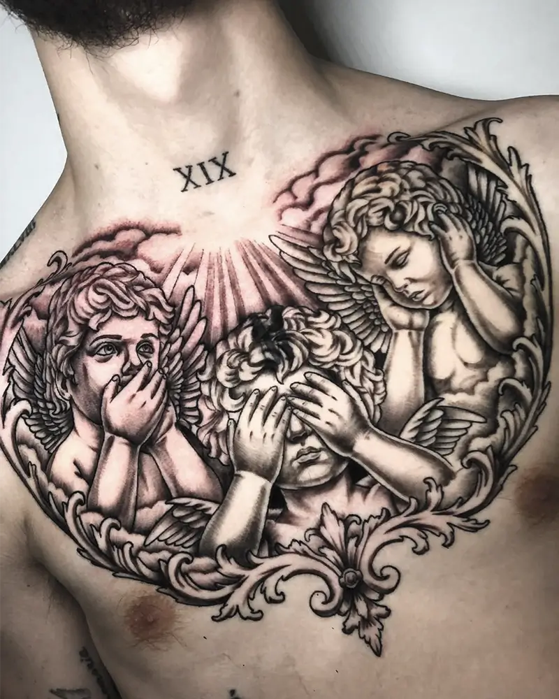 Tatuaje realista en negro y gris del rostro de El Padrino, hecho en Yokai Tattoo Málaga